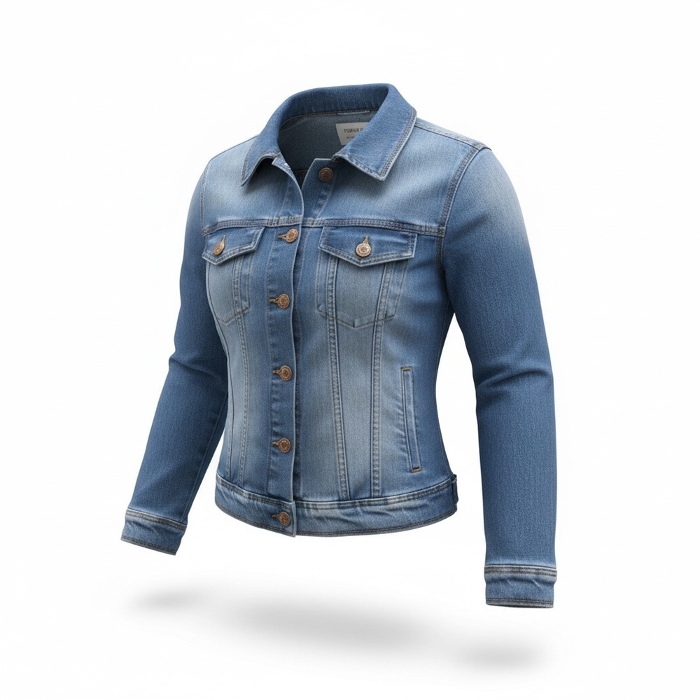 EUC Forever 21 Jacket Womens Small Blue Denim Motorcycle Trucker Jean Jacket